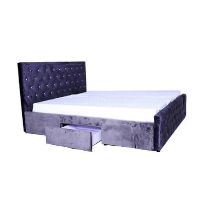 China Simple Elegant Design Modern Bed For Bedroom Queen Size Velvet Lit Luxury Wooden King Bed Frame for sale