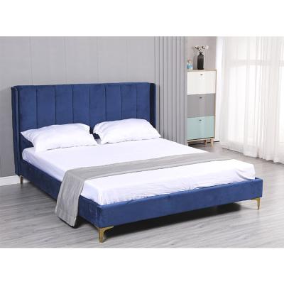 China Hotel Style Fashionable Good Quality Fabric Upholstered Headboard Furniture Modern Design Crushed Velvet Bed Latest for sale