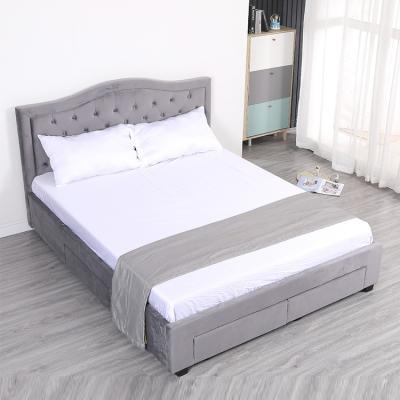 China Simple Elegant Bedroom Furniture Double Room Bed Designs Queen Size Wooden Frame for sale