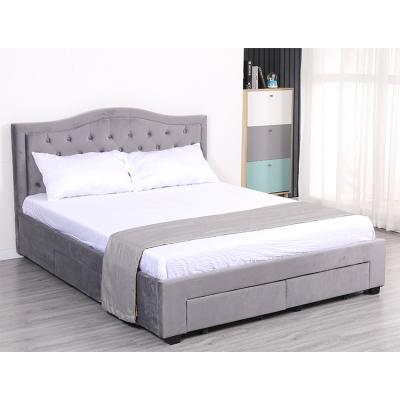 China Simple Elegant Antique Solid Wood Sled Fabric Leather Velvet Storage Bed in LED Bedroom Bed for sale