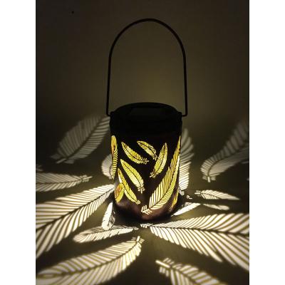 China Handmade Hanging Lantern Cavity Light Solar Lamp Outdoor Led Light Garden Decoration Too for sale