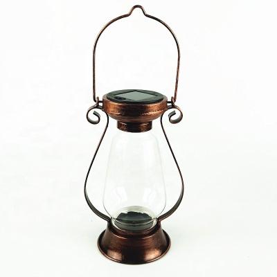 China Handmade Solar Powered Led Garden Light Lawn Lamp Antique Brass Hanging Solar Metal for sale