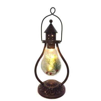 China Handmade Vintage Christmas Lantern Metal Lantern Christmas Ornament Hanging Led Pendant Light for sale