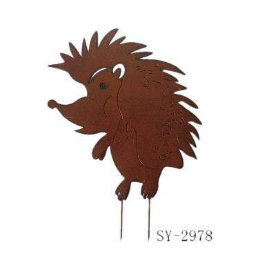 China Rusty Design Iron Hedgehog Stake sturdy for garden decor for sale