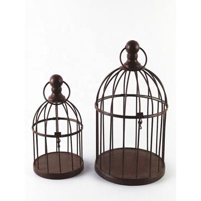 China Sustainable Small Outdoor Rustic Decorative Birdcage Rack Hanging Metal Vintage for sale