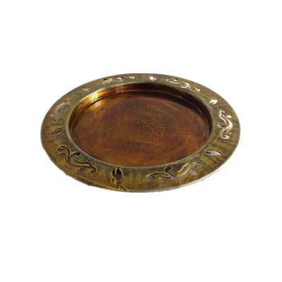 China Food serving round fruit iron serving the golden platter for sale