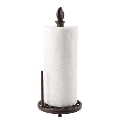 China Handmade Brown Cast Iron Roll Paper Towel Holder Metal Paper Towel Holder for sale