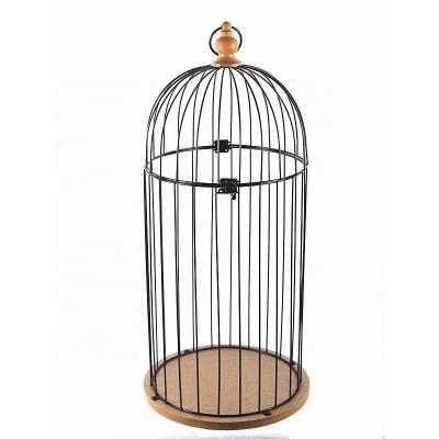 China Sustainable Metal Wholesale Black Round Shaped Decorative Large Elegant Birdcage for sale