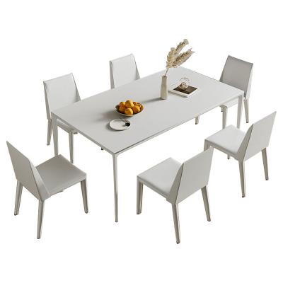 China Aluminum Minimalist Dining Table Furniture Solid Chipboard Marble Top Dining Table Contemporary Contemporary Modern Design for sale