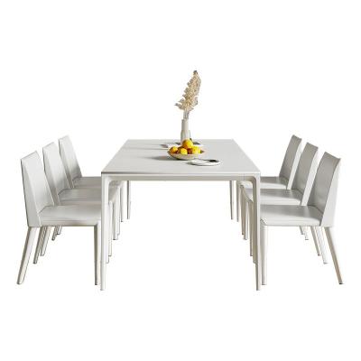 China Modern Minimalist Creative Design Dining Table Set 6 Seater Lunxury 12mm Thick White Marble Agglomerated Marble Dining Table for sale