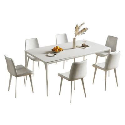 China Modern Luxury Aluminum Square Marble Dining Table Set Furniture Imported Dine Room Chairs Dining Tables Modern for sale