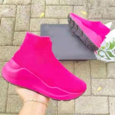 China Others 2021 autumn and winter thick-soled large size elastic women's boots short-tube flight new thick-soled round-toe thumps women's boots for sale