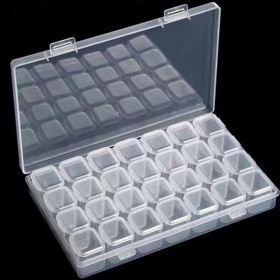 China New 28 Slots PP Nail Art Decoration Plastic Box Jewelry Container Plastic Organizer Glitter Rhinestone Storage Case Rainbow Nail for sale