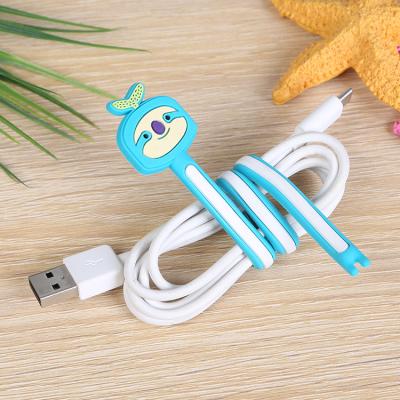 China Cable Tie Silicone PVC Earphone Cord Wrap Earphone Wire Winder Cartoon Cable Tidy Organizer Cable Winders for sale