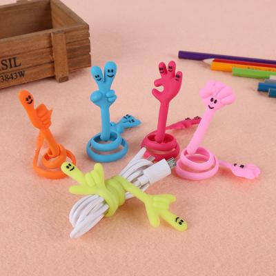 China Universal Rubber Winder Cute Rubber Cable Tidy Universal Rubber Winder Silicone Cable Tie Cartoon Earphone Animal Cable Winder for sale