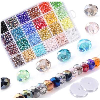 China 24 Mixed Colors Acrylic 6mm Crystal Glass Beads For Bracelet Necklace Jewelry Making DIY Set for sale