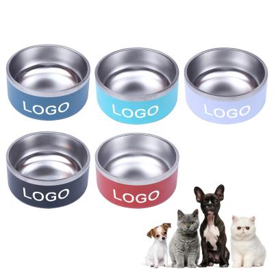 China Hot Selling Non-automatic Stainless Steel Pet Bowl Cat Dog Food Bowl Pet Feeder Non-Slip Portable Bowls for sale