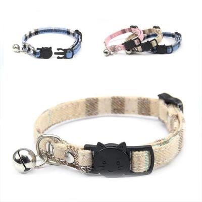 China Stocked Wholesale Customized Cute Cat Pet Collar Adjustable Nylon With Bell Pet Cat Collars for sale