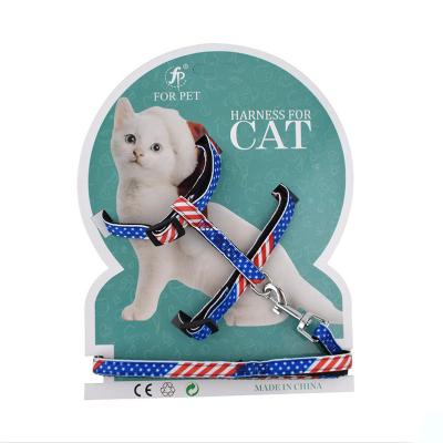 China Wholesale Viable Print Pet Harness Durable Leash Set Customized Adjustable Cat Walking Harness Set for sale