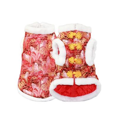 China Wholesale Custom Cute Dog Stocked Pet Tang Suit Winter Warm Christmas New Year Cat Clothes for sale