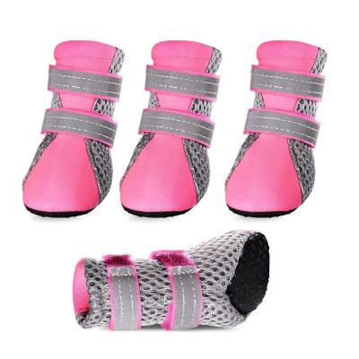 China 4Pcs/Set Large Stocked Breathable Pet Shoes And Socks Anti Slip Dog Boots Adjustable Straps Pet Reflective Shoes for sale