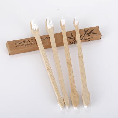 China Stocked Double-headed Bamboo Dog Cat Toothbrush Pet Grooming Brush Hot Sale Pet Biodegradable Toothbrush for sale