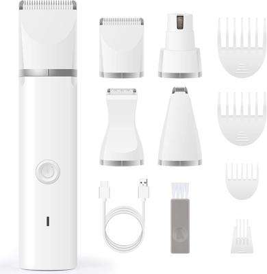 China Hot Selling Viable 4 in 1 USB Rechargeable Electric Pet Hair Trimmer Set Low Noise Dog Cat Grooming Kit for sale