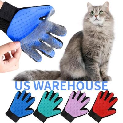 China Soft Stocked Pet Grooming Glove Cat Dog Bath Massage Glove Silicone Pet Supply Hair Remover Glove Wholesale for sale