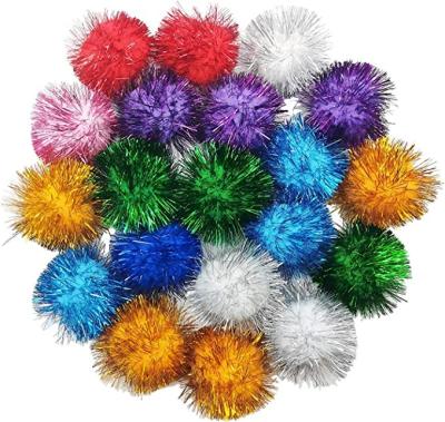 China Wholesale Custom Multicolor Interactive Stocked Pompoms Ball Cat Toys Soft Pet Toys Plush Ball for sale