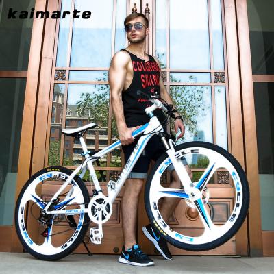 China Kaimat steel factory wholesale 26 inch mountain bike double variable speed disc brake adult student bicycle for sale