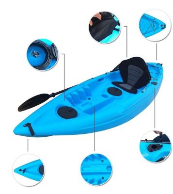 China PE (HDPE or LLDPE) 9.7' Single Ft Sit On Tip Plastic Rowing Fishing Kayak Cheap Leisure Made In China for sale