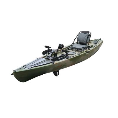 China PE (HDPE or LLDPE) Factory Outlet Style New Fishing Lldpe Rowing Boat with Pedal Drive System 12ft Kayak for sale