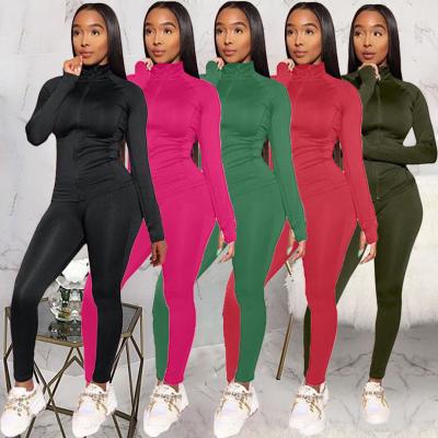 China Custom Breathable Logo Tracksuit Dropshipping Polyester Slim Fit Jogging Zipper Tracksuit Plain Athletic Wear 2 Piece Sweat Suit For Women for sale