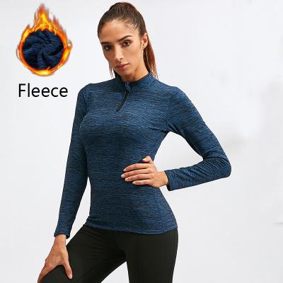 China 2021 QUICK DRY Quick Delivery Winter Fleece Zipper Stand Collar Sports Running Sweater Coat Skinny Fitness Gym Sweatshirts Women for sale