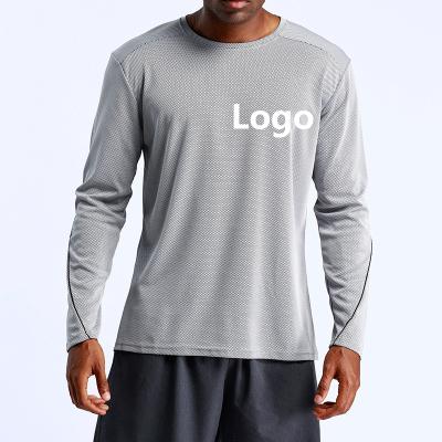 China Long Sleeve Logo Quick Dry Athleisure Jogging Sweat-Wicking Gym Tee Shirt Fitness Breathable Custom Workout Top Sportswear For Men for sale