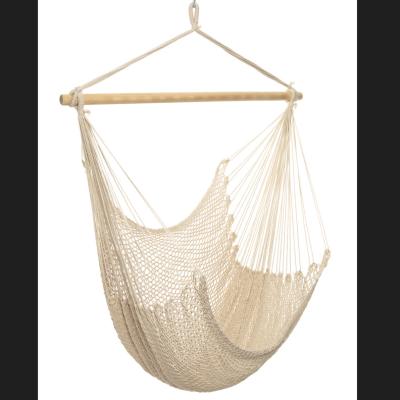 China Modern Outdoor Cotton Mesh Rope Hammock Swing Chair Natural Color Beige Garden for sale