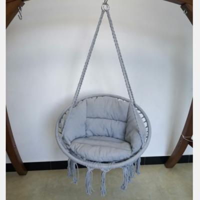 China EUROPEAN Outdoor / Indoor Round Rope Macrame Swing Chair With Cushion for sale