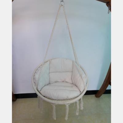 China EUROPEAN Outdoor / Indoor Round Rope Macrame Swing Chair With Cushion for sale