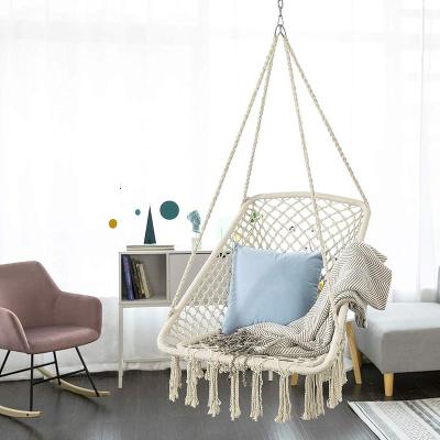 China Modern Macrame Hammock Round Rope Swing Hanging Chair With Iron Pipe for sale