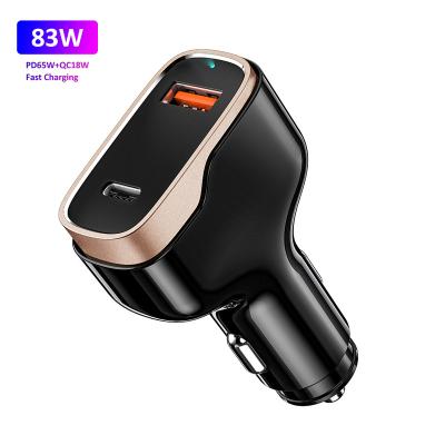 China 83W PD 65W QC 3.0 18W USB Car Charger With Aluminum Case 83W Mobile Car Charger Top Selling Qualcomm PD 18w Portable Smart Charger USB 65W c for sale