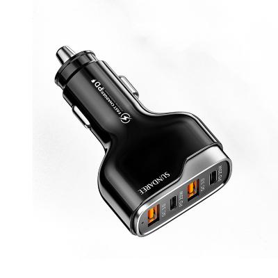 China 40W PD 20W QC 3.0 18W USB Car Charger With Case Amazon Ebay Hot Sale 4 Port PD 20w Mini Portable Car Charger Aluminum Fast Charging Mobile Charger for sale