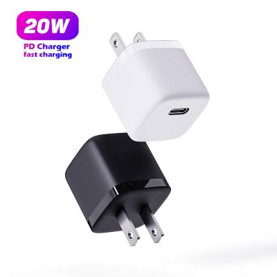 China 20w mini wall charger palladium 20w wall charger SUNDA USB C Ports PD Fast Fast Type-C Charger Adapter US Eu Plug Fast Charging for sale