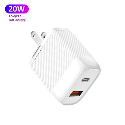 China 20w PD Wall Charger Fast Charging OEM A+C Dual Port Wall Chargers Fast Charging 20W PD QC 3.0 Mobile Phone Charger for sale