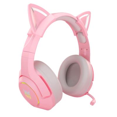 China Hot Pink High Fidelity 3.5mm Wired Gaming Headband Sale ONIKUMA K9 Cat Ear Headset with Microphone for Computer for Cute Girl. for sale