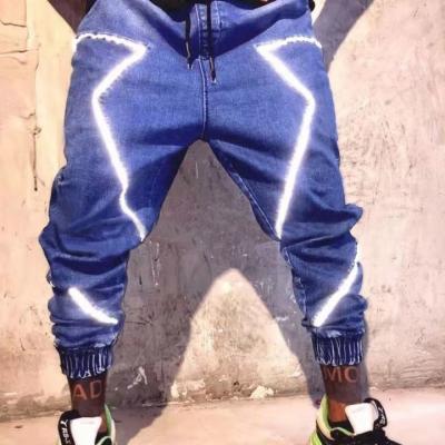 China 2022 New QUICK DRY Black Jeans Men's Fashion Slim Pants Custom Denim Pile Cargo Outdoor 3m Reflective Men's Pants for sale