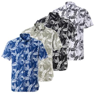 China New Polyester Fiber Material Lapel Breathable Casual Mens Summer Printed Short Sleeve Shirt for sale