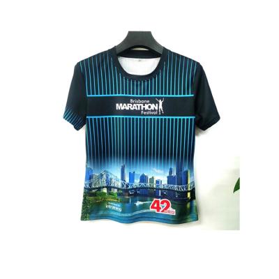 China Breathable Anti-Wrinkle Branded High Quality Plus Size Crewneck Marathon Running T-Shirt For Men for sale