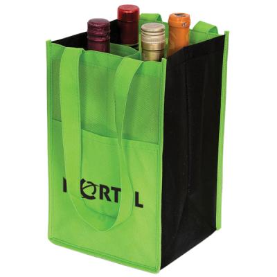 China 6 Eco-friendly Promotional Reusable Nonwovens Bottle Nonwoven Wine Bags Bulk 6 Bundles With Handle for sale