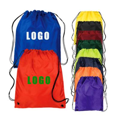 China Eco-friendly Promotional Factory Custom Logo Sports Backpack Polyester Drawstring Bag Prices for sale