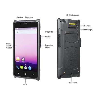 China Industrial Handheld PDA Android 7.0 OS WCDMA EDGE GSM USB UART Handheld Computer With 2D Laser Barcode Scanner And Handle for sale